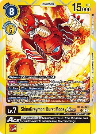 ShineGreymon: Burst Mode ACE [BT17-041] [Secret Crisis] - Trinity Hobby