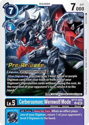 Cerberusmon: Werewolf Mode [BT17-025] [Secret Crisis Pre-Release Cards] - Trinity Hobby