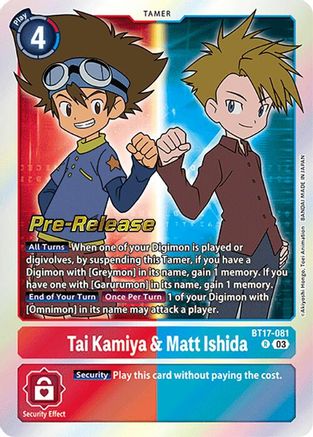 Tai Kamiya & Matt Ishida [BT17-081] [Secret Crisis Pre-Release Cards] - Trinity Hobby