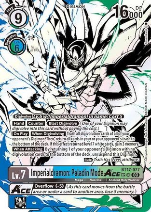 Imperialdramon: Paladin Mode ACE [BT17-077] (Textured) [Secret Crisis] - Trinity Hobby