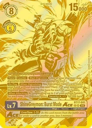 ShineGreymon: Burst Mode ACE [BT17-041] (Textured) [Secret Crisis] - Trinity Hobby