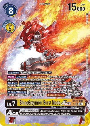 ShineGreymon: Burst Mode ACE [BT17-041] (Alternate Art) [Secret Crisis] - Trinity Hobby