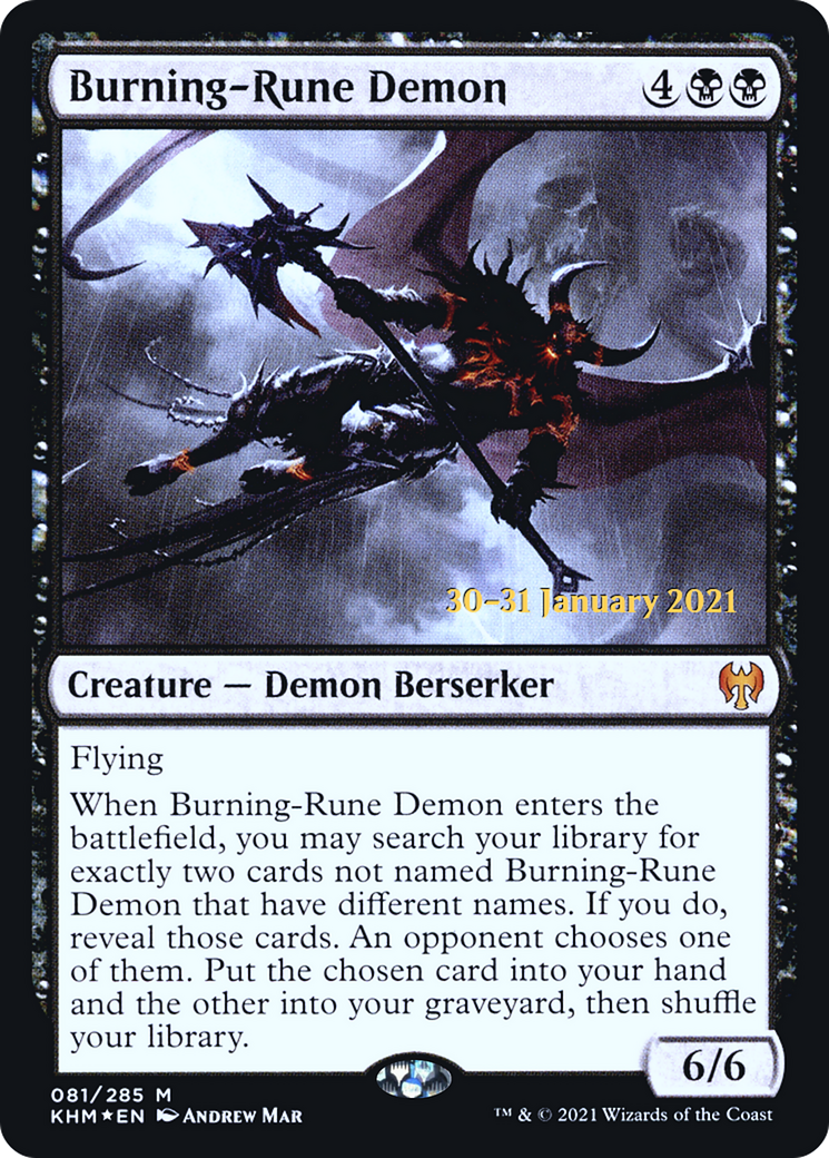 Burning-Rune Demon [Kaldheim Prerelease Promos] - Trinity Hobby