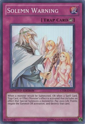 Solemn Warning [CT08-EN015] Super Rare - Trinity Hobby