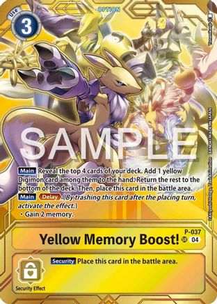 Yellow Memory Boost! [P-037] - P-037 (Premium Card Collection - Memory Boost! Set) [Promotional Cards] - Trinity Hobby