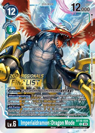 Imperialdramon: Dragon Mode [BT16-028] (2024 Regionals Finalist) [Beginning Observer] - Trinity Hobby