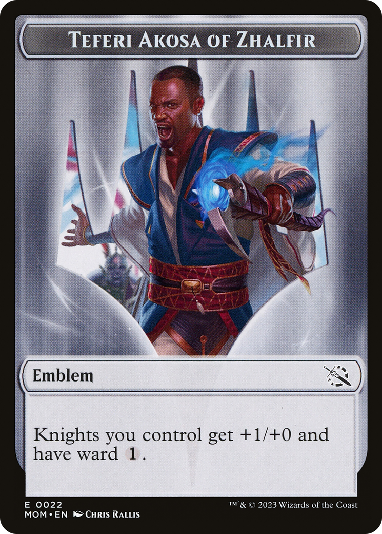 Treasure (20) // Teferi Akosa of Zhalfir Emblem Double-Sided Token [March of the Machine Tokens] - Trinity Hobby