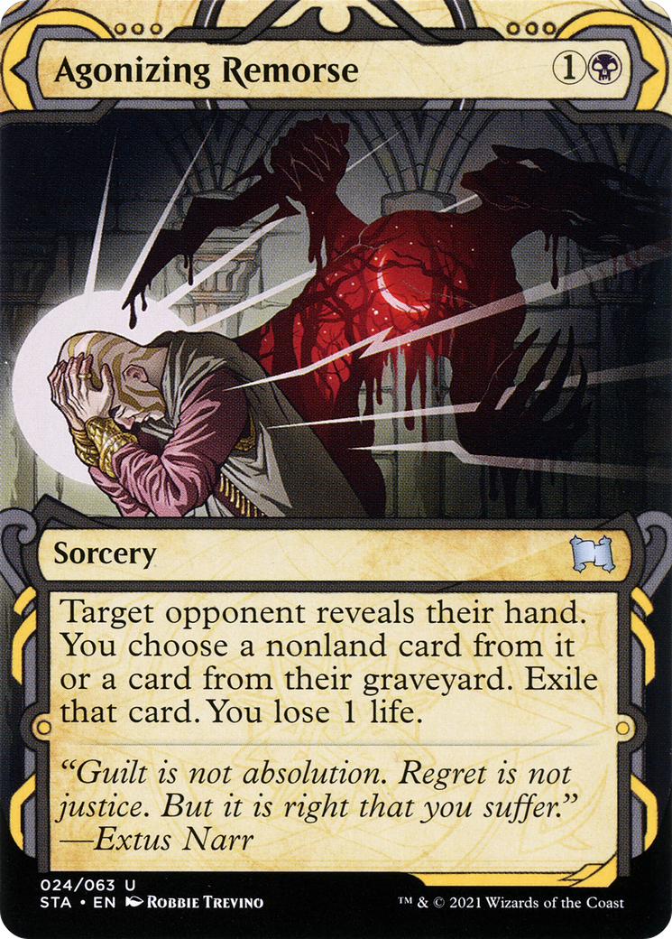 Agonizing Remorse [Etched Foil]  (STA-024) - [Strixhaven Mystical Archive]: (Showcase) (Borderless) - Trinity Hobby