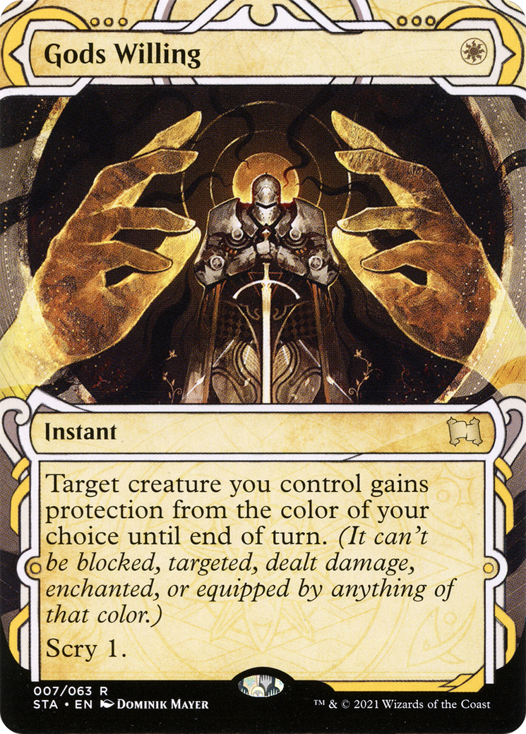 Gods Willing [Etched Foil]  (STA-007) - [Strixhaven Mystical Archive]: (Showcase) (Borderless) - Trinity Hobby