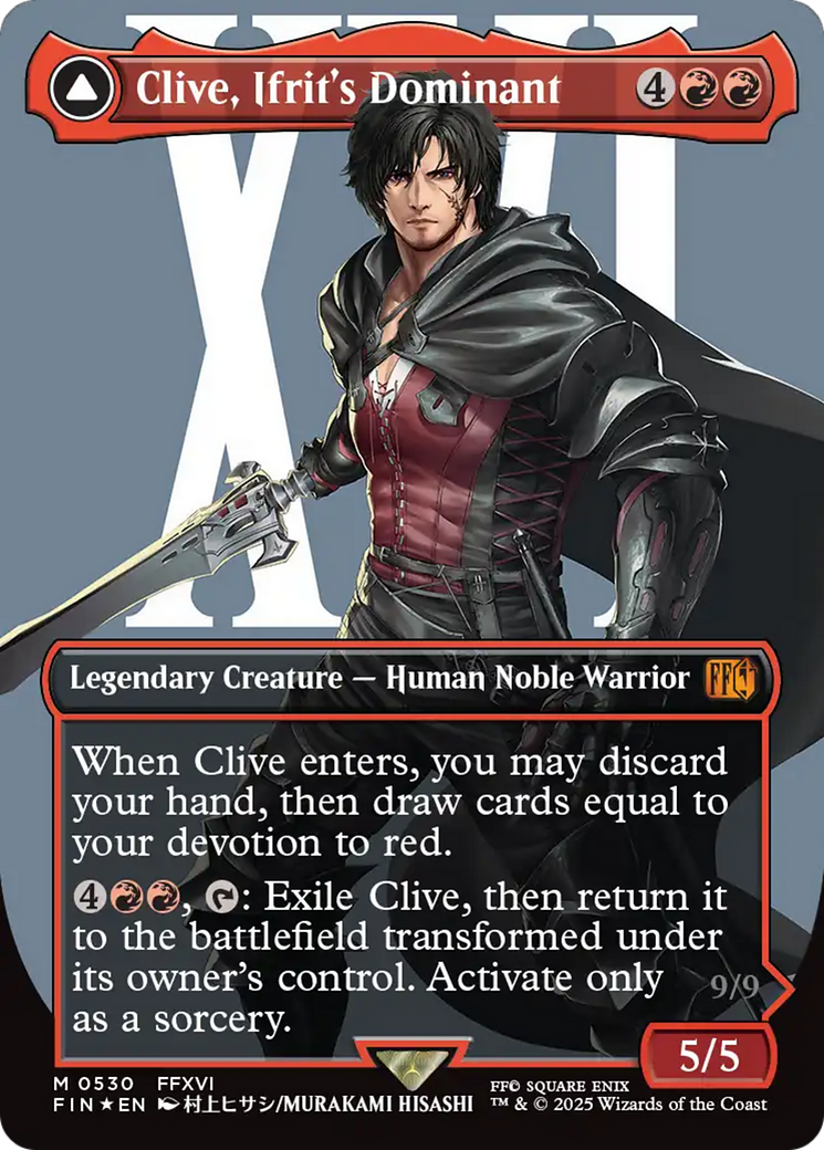 (Japanese) Clive, Ifrit's Dominant // Ifrit, Warden of Inferno  [Foil]  (FIN-530) - [FINAL FANTASY]: (enchantment) (Borderless) - Trinity Hobby