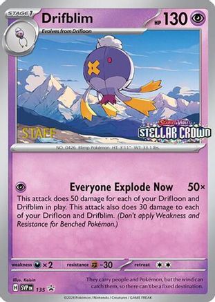 Drifblim (135) (Staff Promo) [Scarlet & Violet: Black Star Promos] - Trinity Hobby