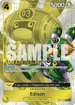 Edison (Winner Pack 2024 Oct.-Dec.) (OP07-100) - [One Piece Promotion Cards] Foil - Trinity Hobby