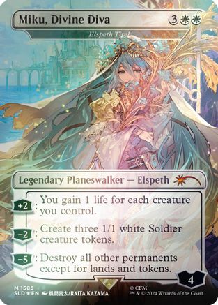 Miku, Divine Diva - Elspeth Tirel (Rainbow Foil) (SLD-1585) - [Secret Lair Drop Series] Foil - Trinity Hobby