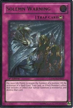 Solemn Warning [DREV-EN077] Ultimate Rare - Trinity Hobby