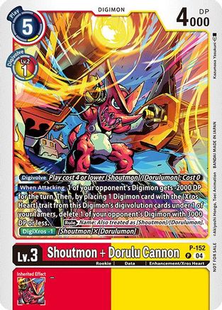 Shoutmon + Dorulu Cannon [P-152] (Store Tournament 2024 Oct. - Dec. Participation Pack) [Promotional Cards] - Trinity Hobby