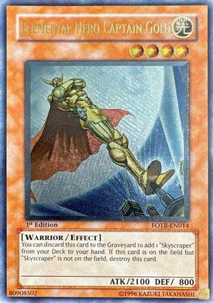Elemental Hero Captain Gold [FOTB-EN014] Ultimate Rare - Trinity Hobby