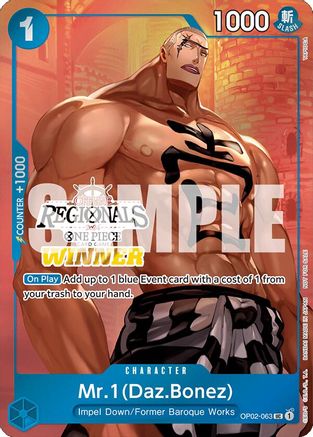 Mr.1 (Daz.Bonez) (Offline Regional 2024 Vol. 3) [Winner] (OP02-063) - [One Piece Promotion Cards] Foil