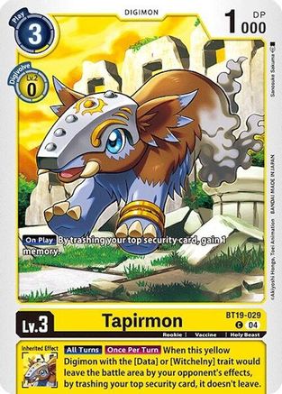 Tapirmon [BT19-029] [Release Special Booster Ver.2.0] - Trinity Hobby