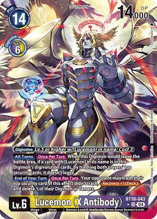 Lucemon [BT19-043] (X Antibody) (Alternate Art) [Release Special Booster Ver.2.0] - Trinity Hobby