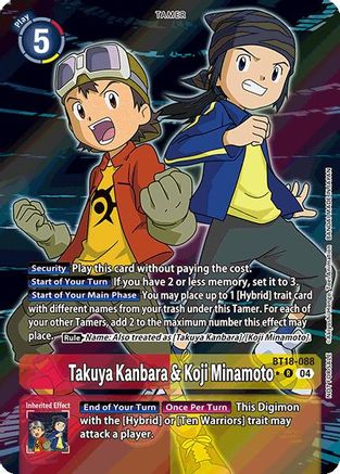 Takuya Kanbara & Koji Minamoto [BT18-088] (Release Special Booster Ver.2.0: Box Promotion Pack) [Release Special Booster Ver.2.0] - Trinity Hobby