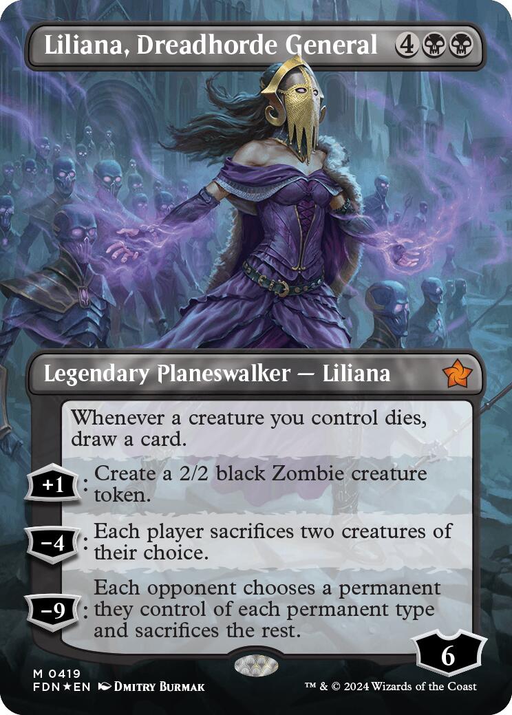Liliana, Dreadhorde General (Borderless) (Mana Foil) [Foundations] - Trinity Hobby