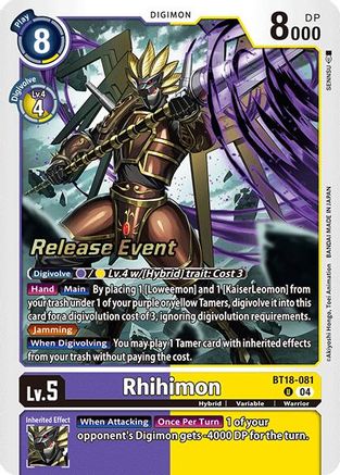Rhihimon [BT18-081] [Release Special Booster Ver.2.0 Promos] - Trinity Hobby