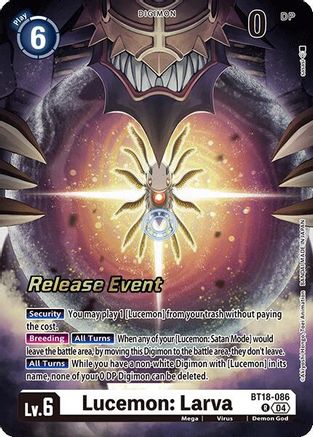 Lucemon: Larva [BT18-086] [Release Special Booster Ver.2.0 Promos] - Trinity Hobby