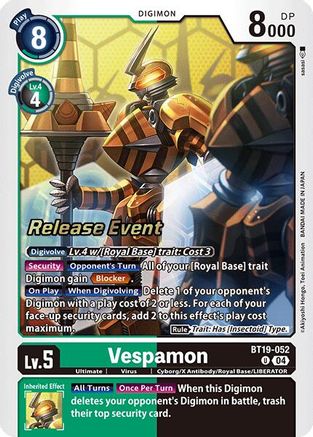 Vespamon [BT19-052] [Release Special Booster Ver.2.0 Promos] - Trinity Hobby
