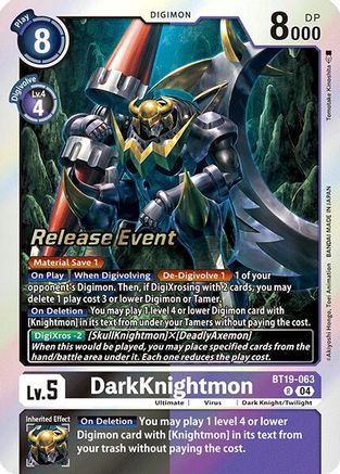 DarkKnightmon (BT19-063) - [Release Special Booster 2.0 Celebration Event Cards] Foil