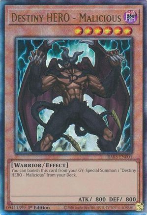 Destiny HERO - Malicious (UTR) [RA03-EN001] Prismatic Ultimate Rare - Trinity Hobby