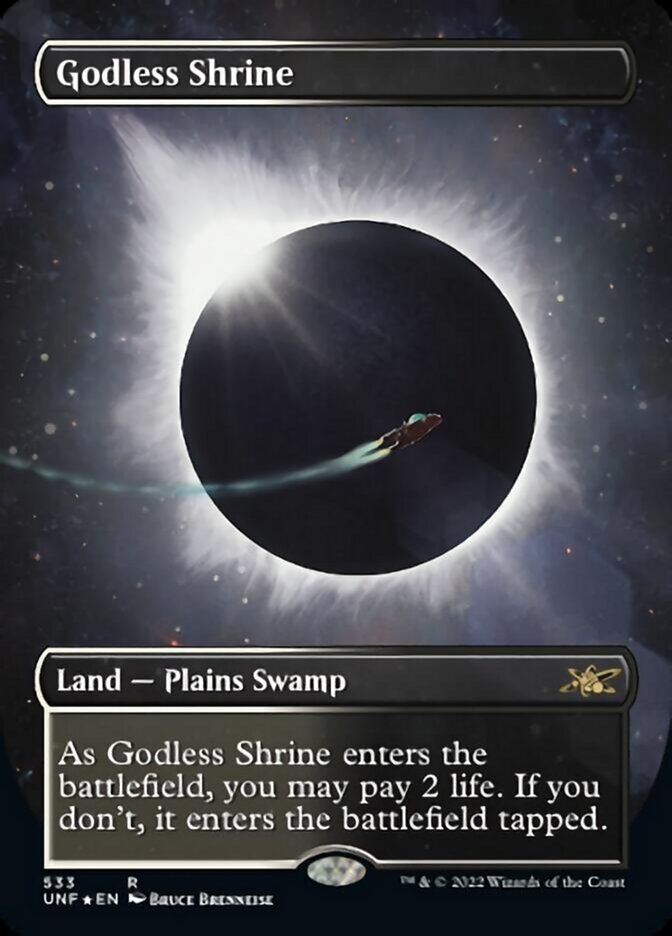 Godless Shrine (Borderless) (Galaxy Foil) [Unfinity] - Trinity Hobby