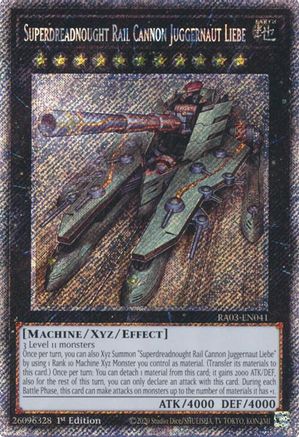 Superdreadnought Rail Cannon Juggernaut Liebe (Platinum Secret Rare) [RA03-EN041] Platinum Secret Rare - Trinity Hobby