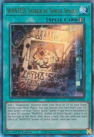 WANTED: Seeker of Sinful Spoils (UTR) [RA03-EN074] Prismatic Ultimate Rare - Trinity Hobby