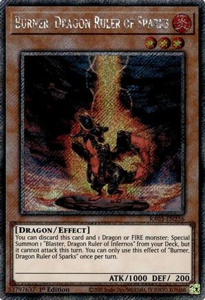 Burner, Dragon Ruler of Sparks (Platinum Secret Rare) [RA03-EN256] Platinum Secret Rare - Trinity Hobby
