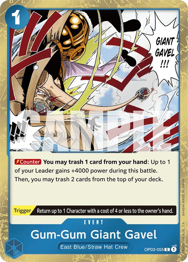 Gum-Gum Giant Gavel (Jolly Roger Foil) (OP03-055) - [Premium Booster -The Best-] Foil - Trinity Hobby