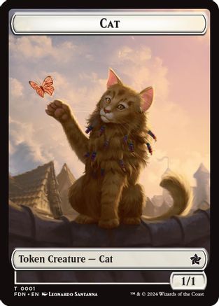 Cat (0001) // Cat (0002) Doubled-Sided Token (FDN-1 // 2) - [Foundations] Foil - Trinity Hobby