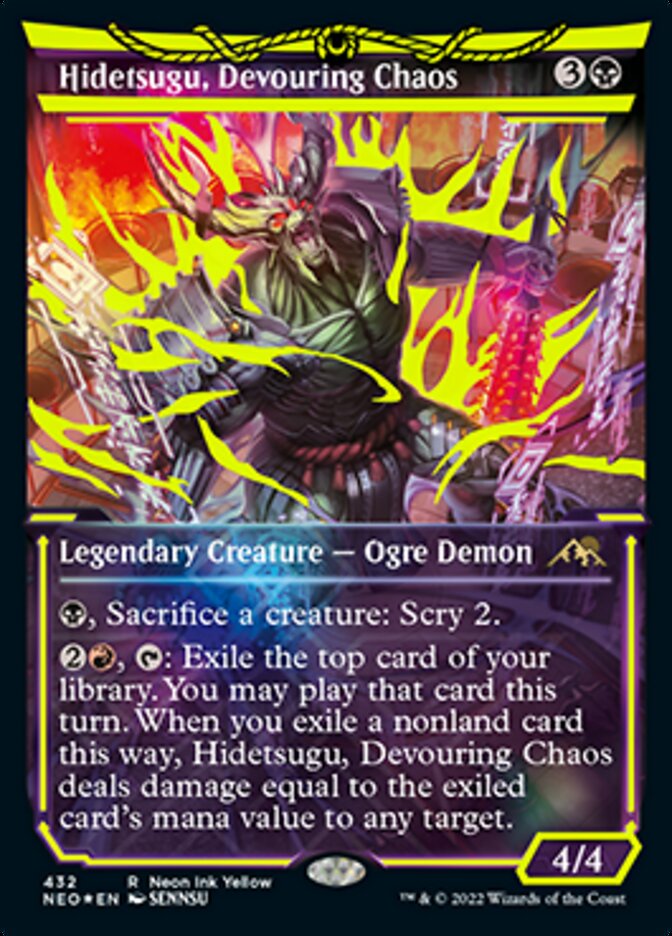 Hidetsugu, Devouring Chaos (Neon Ink Yellow) [Kamigawa: Neon Dynasty] - Trinity Hobby