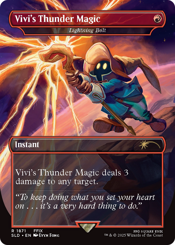 Lightning Bolt  [Foil]  (SLD-1871) - [Secret Lair Drop] / Vivi's Thunder Magic (Borderless) - Trinity Hobby