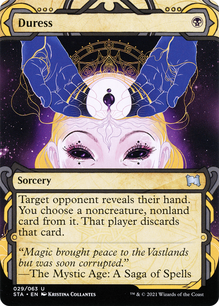Duress [Etched Foil]  (STA-029) - [Strixhaven Mystical Archive]: (Showcase) (Borderless) - Trinity Hobby