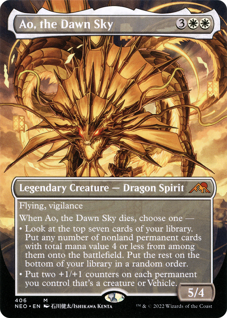 Ao, the Dawn Sky (Borderless Alternate Art) [Kamigawa: Neon Dynasty] - Trinity Hobby