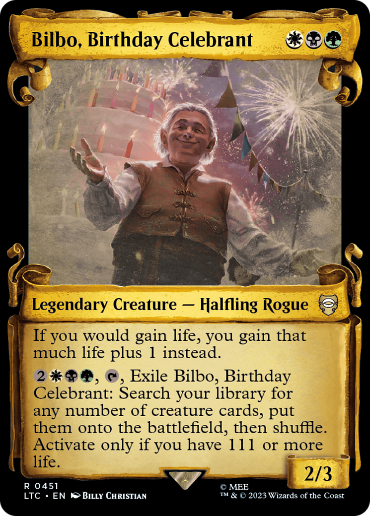 Bilbo, Birthday Celebrant [The Lord of the Rings: Tales of Middle-Earth Commander Showcase Scrolls] - Trinity Hobby