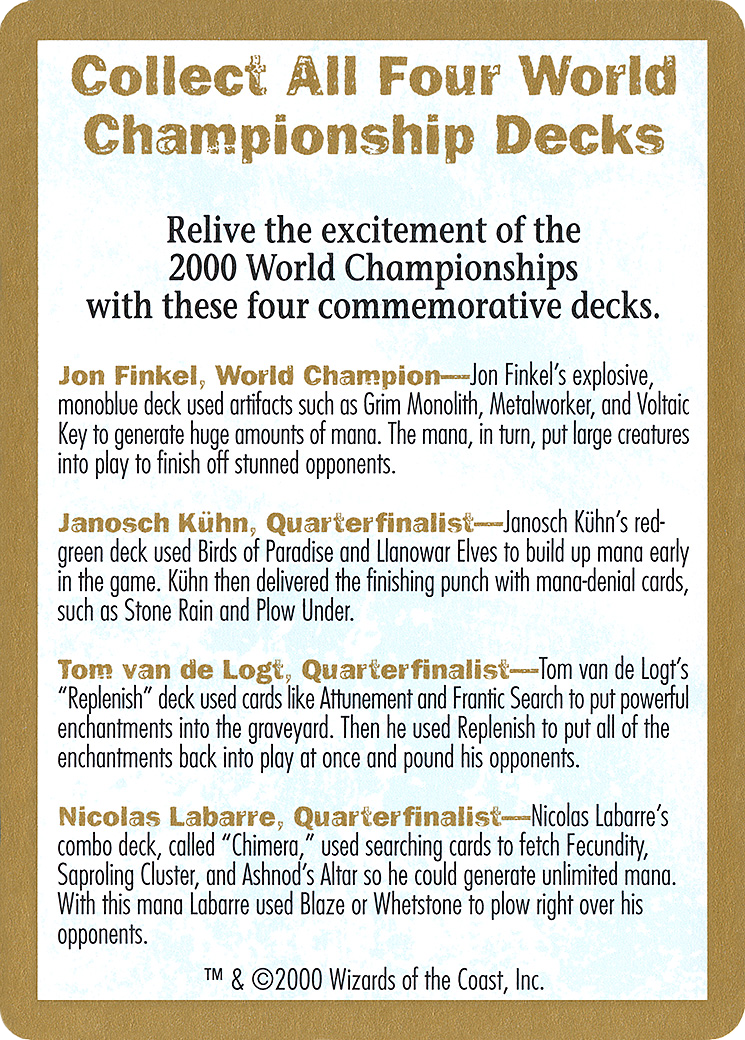 2000 World Championships Ad [World Championship Decks 2000] - Trinity Hobby