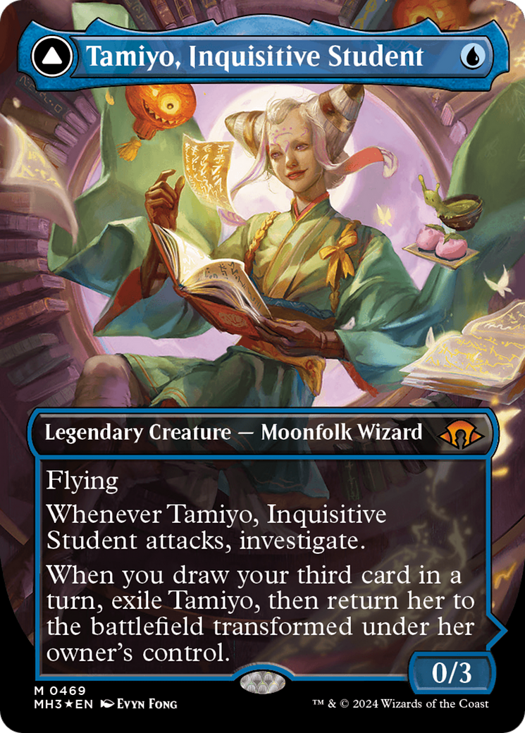 Tamiyo, Inquisitive Student // Tamiyo, Seasoned Scholar (Borderless) (Textured Foil) [Modern Horizons 3] - Trinity Hobby
