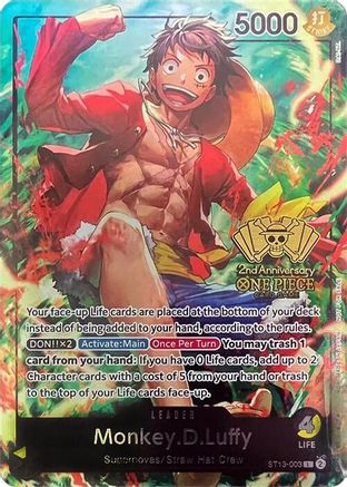 Monkey.D.Luffy (2nd Anniversary Tournament) (ST13-003) - [One Piece Promotion Cards] Foil - Trinity Hobby
