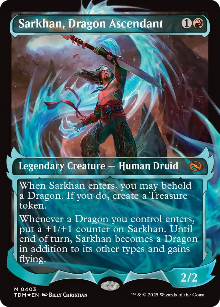Sarkhan, Dragon Ascendant  [Foil]  (TDM-403) - [Tarkir: Dragonstorm]: (Showcase) (Borderless) - Trinity Hobby