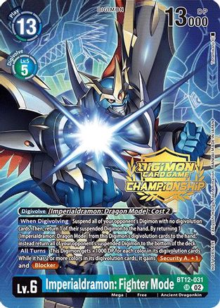 Imperialdramon: Fighter Mode [BT12-031] (Championship 2024 Gold Stamp Card Set) [Across Time] - Trinity Hobby