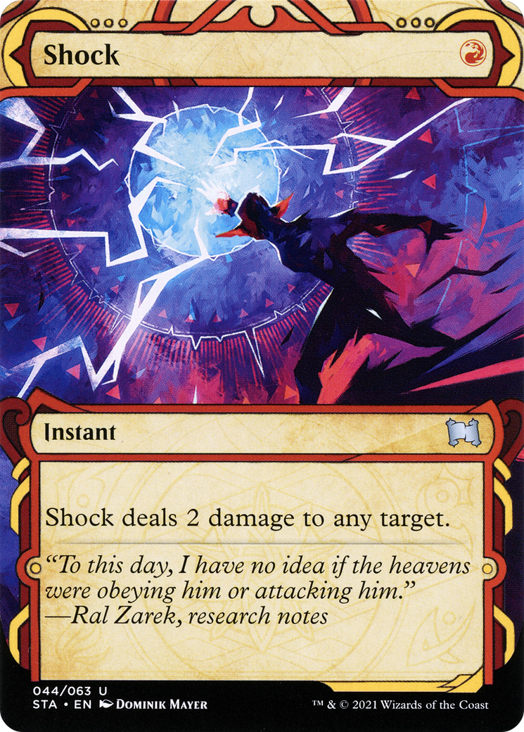 Shock [Etched Foil]  (STA-044) - [Strixhaven Mystical Archive]: (Showcase) (Borderless) - Trinity Hobby