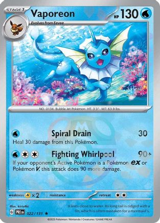 Vaporeon (022/131) (Master Ball Pattern) [Scarlet & Violet: Prismatic Evolutions] - Trinity Hobby