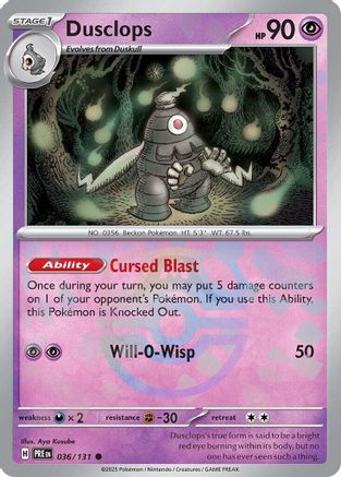 Dusclops (036/131) (Master Ball Pattern) [Scarlet & Violet: Prismatic Evolutions] - Trinity Hobby