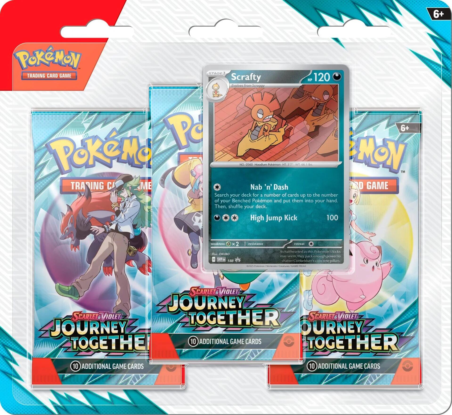 (LIMIT 1) Scarlet & Violet: Journey Together - 3 Pack Blister (Scrafty)